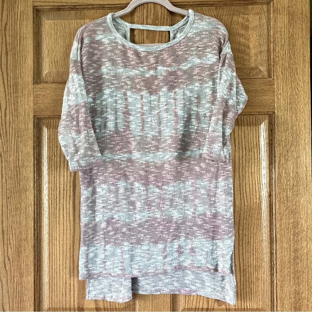 5/$15 A Pea in the Pod Gray & Pink Open Knit Top Medium (Maternity)